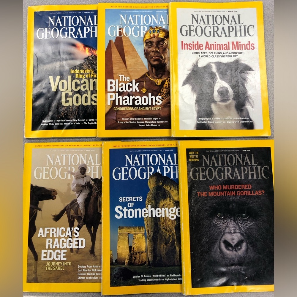 Lot of 6 National Geographic Magazines 2008